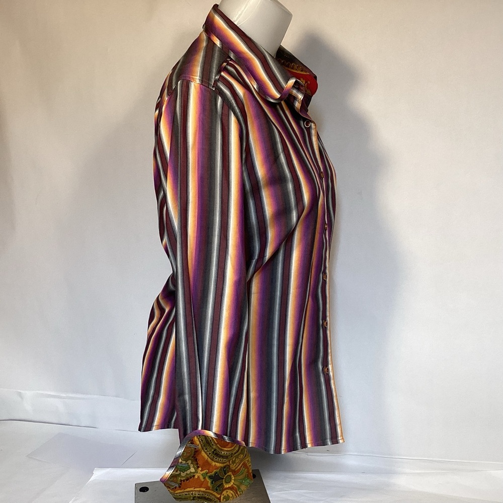 Robert Graham Women’s Multi Colored Striped Button Down Long Sleeve Shirt Sz 12 - Picture 3 of 16